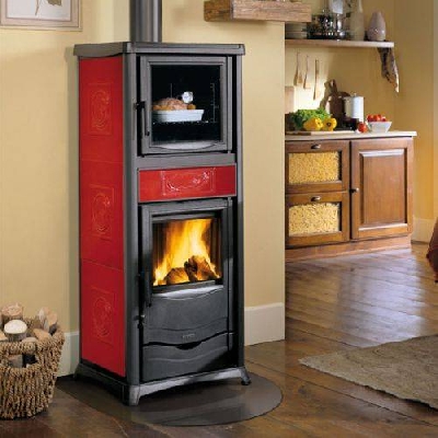 Termostufa a legna TERMOROSSELLA PLUS FORNO dsa 4.0 bordeaux La nordica Extraflame