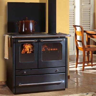 Termocucina a legna TERMOSOVRANA dsa nero antracite La nordica Extraflame
