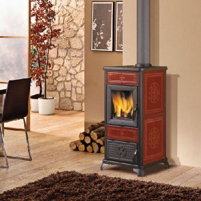 Stufa a legna DAFNE bordeaux Italiana Camini