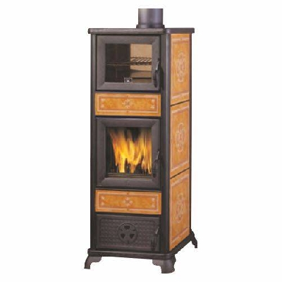 Stufa a legna DAFNE FORNO cuoio Italiana Camini
