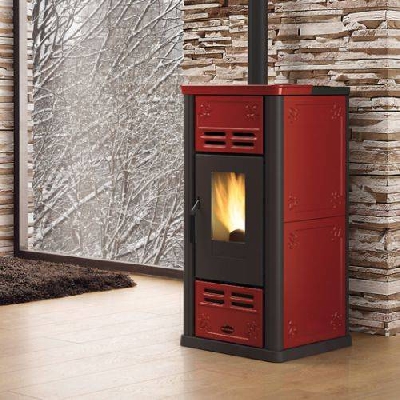 Stufa a pellet ventilata SERAFINA bordeaux La nordica Extraflame
