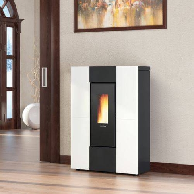 Stufa a pellet canalizzata slim MARILENA PLUS AD bianca La nordica Extraflame