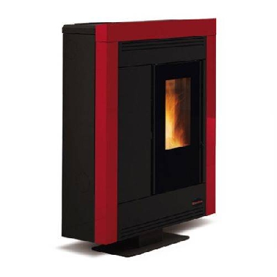 Stufa a pellet canalizzata slim SOUVENIR STEEL bordeaux La nordica Extraflame