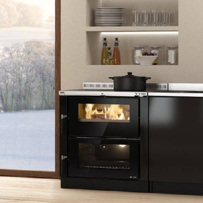 Cucina a legna da inserimento VERONA XXL nero antracite La nordica Extraflame