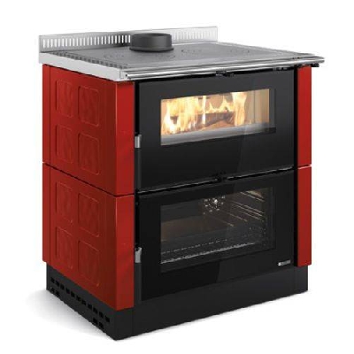 Cucina a legna free-standing VERONA XXL - MAIOLICA bordeaux La nordica Extraflame