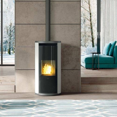 Stufa a pellet ventilata EVIA2 UP bianco opaco Edilkamin