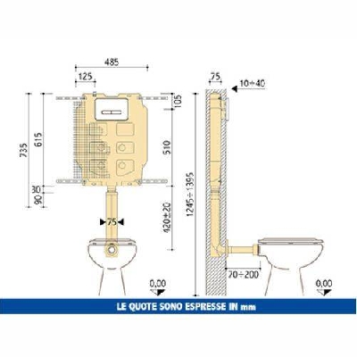 Cassetta di scarico da incasso PUCCI ECO 9 - 4 Lt per pareti in muratura