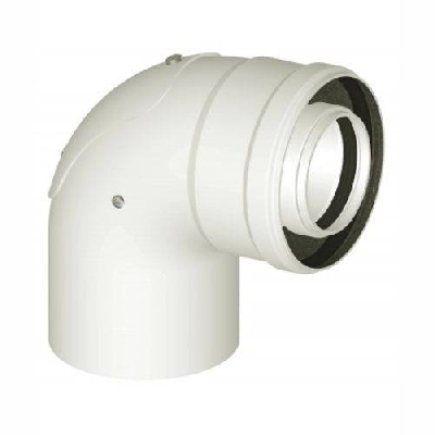 Curva Coassiale 87° largo raggio M/F alluminio pressofuso Ø 60/100