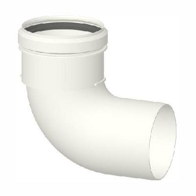 Curva per sistema sdoppiato 87° largo raggio Ø 80 M/F in polipropilene bianco