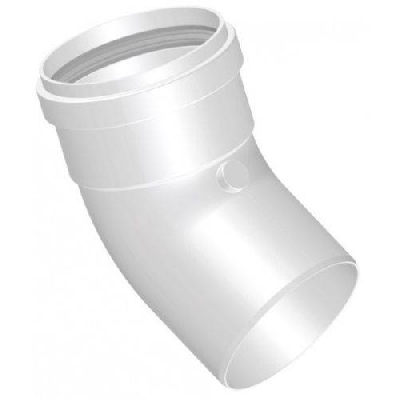 Curva per sistema sdoppiato 45° Ø 80 M/F in polipropilene bianco