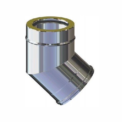Canna fumaria Inox 316L doppia parete curva 45° - Sp 0,5
