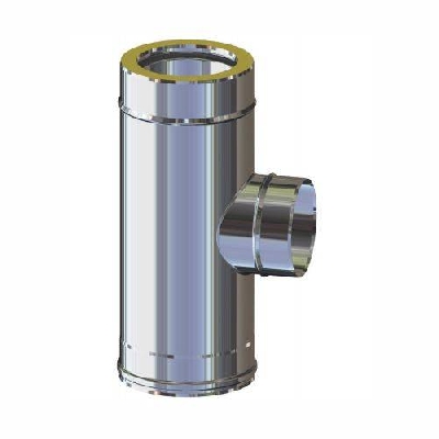 Canna fumaria Inox 316L doppia parete TEE 90° - Sp 0,5 con innesto monoparete