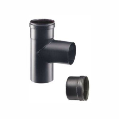 Tubo nero canna fumaria TEE M/M/F con tappo