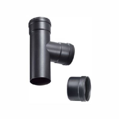 Tubo nero canna fumaria pellet TEE M/F/F con tappo