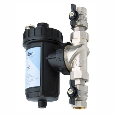 Filtro defangatore magnetico multifunzione in polimero, deviatore in ottone, Safecleaner2 con valvole a sfera attacco FF  G 1"1/