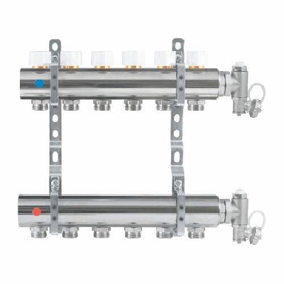 Kit collettore di distribuzione 1"1/4 X 3/4 per FAN COIL 11 Vie