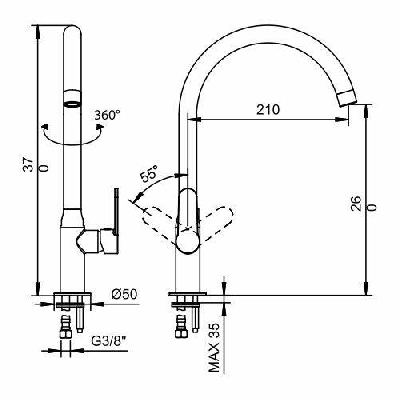 CELA' miscelatore monocomando per lavello canna alta girevole Marco Mammoliti