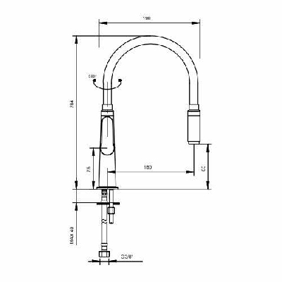 CHARRY miscelatore monocomando per lavello con canna alta flessibile Marco Mammoliti