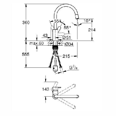EOROSTYLE COSMOPOLITAN miscelatore monocomando per lavello Grohe