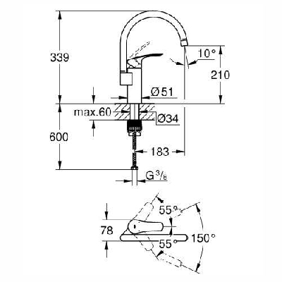 EUROSMART miscelatore monocomando per lavello Grohe