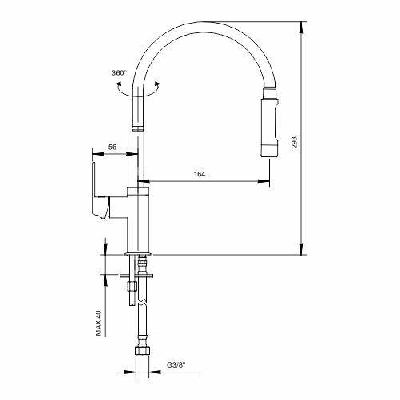 MILU' miscelatore monocomando per lavello con canna flessibile Marco Mammoliti