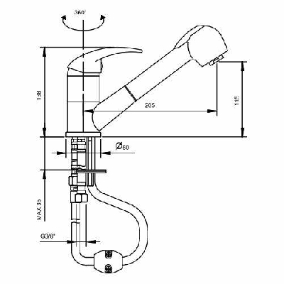 NISETA miscelatore monocomando per lavello canna girevole con doccetta estraibile Marco Mammoliti