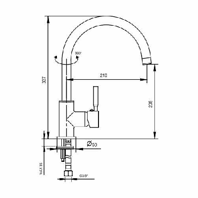 TAURON miscelatore monocomando per lavello canna alta girevole Marco Mammoliti