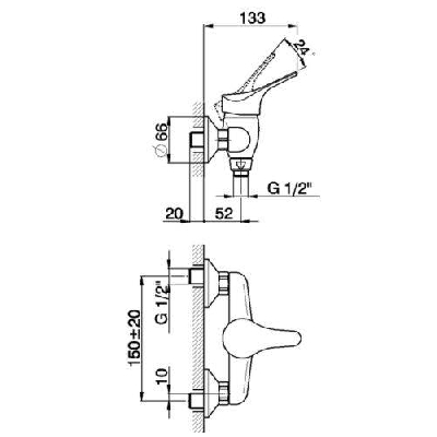 Miscelatore monocomando esterno doccia MITO 3 Cisal