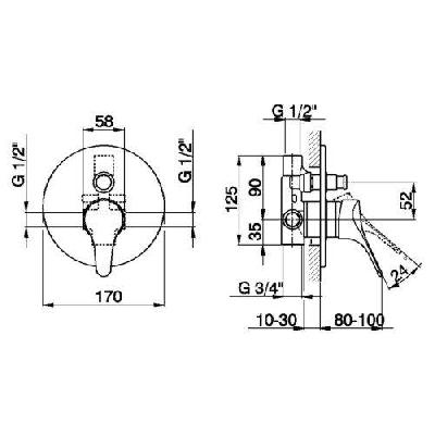 Miscelatore monocomando incasso doccia con deviatore MITO 3 Cisal