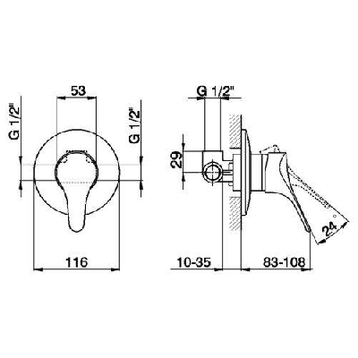 Miscelatore monocomando incasso doccia MITO 3 Cisal
