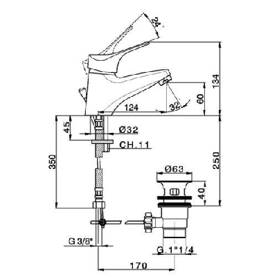 Miscelatore monocomando lavabo MITO 3 Cisal