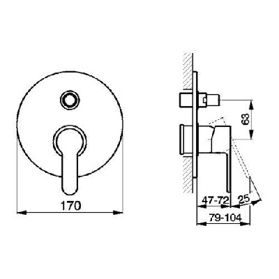 Miscelatore monocomando incasso doccia con deviatore TENDER Cisal