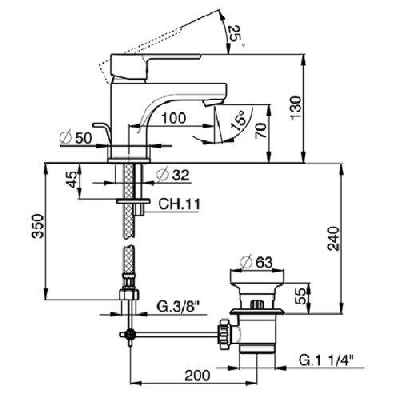 Miscelatore monocomando lavabo TENDER Cisal