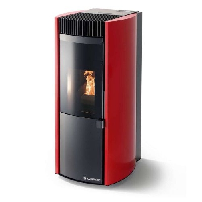 Stufa a pellet e biomassa ventilata GARDA rosso CS Thermos