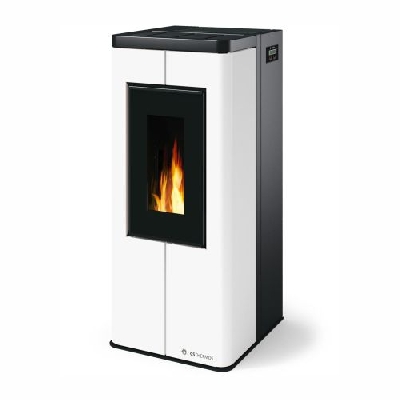 Stufa a pellet e biomassa ventilata SCRIGNO bianca CS Thermos