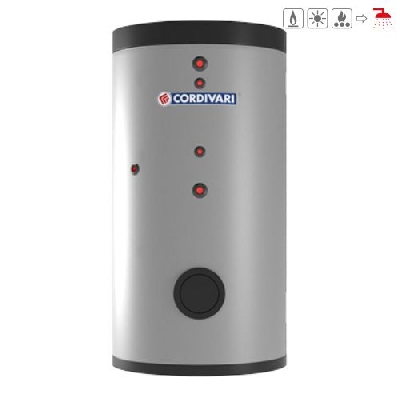 Bollitore Polywarm per produzione di acqua calda sanitaria con 2 scambiatori e con connessioni allineate fronte/retro BOLLY 2 ST