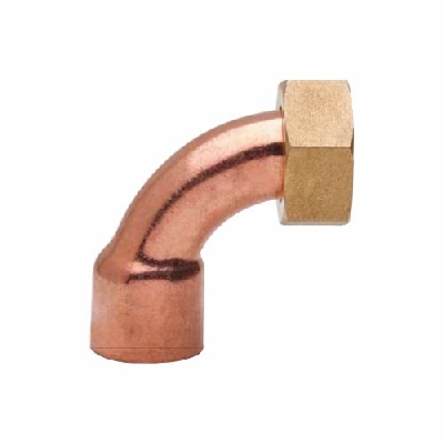 Curva 90° F Rame a saldare con sede per guarnizione piana, filetto femmina