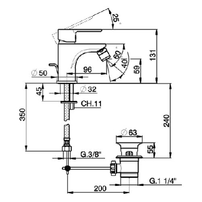 Cisal TENDER Set miscelatore lavabo + bidet + doccia esterno