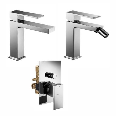 Set miscelatore lavabo + bidet + doccia incasso con deviatore QADRA Palazzani