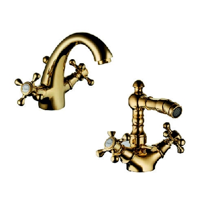 Set gruppo lavabo monoforo + gruppo bidet monoforo RETRO COLOR Palazzani