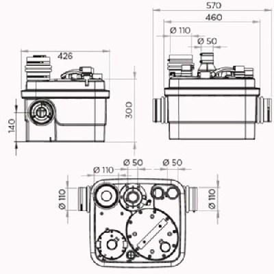 Stazione di sollevamento per uso singolo e collettivo per posa a pavimento SANICUB 1 WP SFA