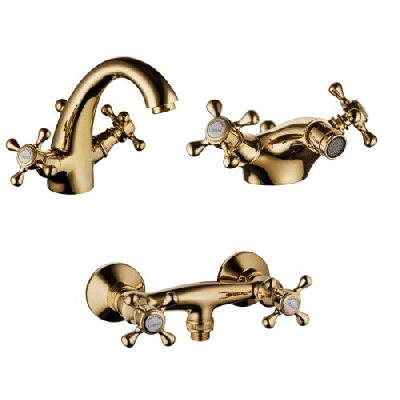 Set gruppo lavabo monoforo + gruppo bidet monoforo + doccia esterno RETRO COLOR Palazzani