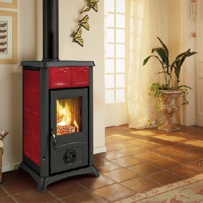 Stufa a legna GEMMA bordeaux La nordica Extraflame