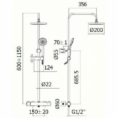 Paffoni Colonna doccia BIRILLO COLD  miscelatore termostatico ZCOL643CR