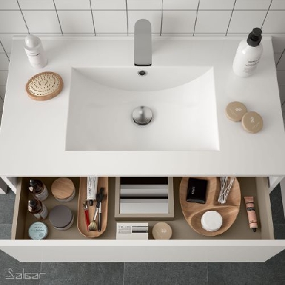 Salgar NOJA Mobile da bagno sospeso 100 cm bianco lucido con lavabo