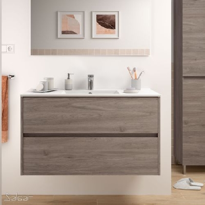Salgar NOJA Mobile da bagno sospeso 100 cm rovere eternity con lavabo