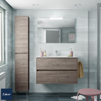 Salgar NOJA Mobile da bagno sospeso 100 cm rovere eternity con lavabo + specchio + applique a led