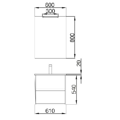 Salgar NOJA Mobile da bagno sospeso 60 cm grigio opaco con lavabo + specchio + applique a led