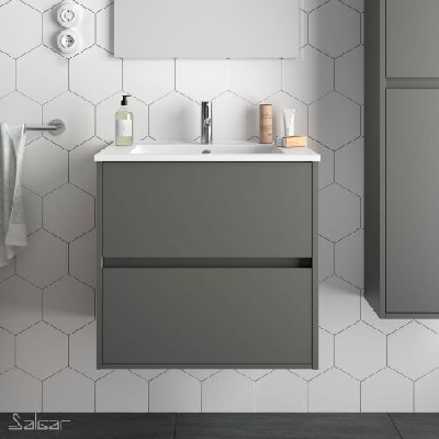 Salgar NOJA Mobile da bagno sospeso 70 cm grigio opaco con lavabo