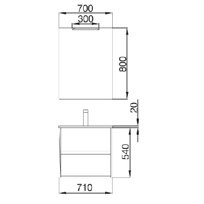 Salgar NOJA Mobile da bagno sospeso 70 cm grigio opaco con lavabo + specchio + applique a led